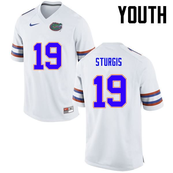 Youth NCAA Florida Gators Caleb Sturgis #19 Stitched Authentic Nike White College Football Jersey VDQ2365IN